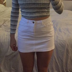 Forever 21 White Jean Denim Mini Skirt size Medium